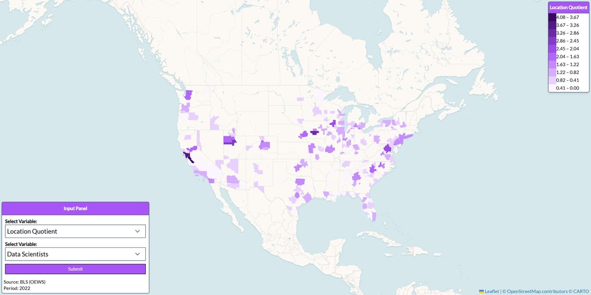 Labor market analytics dashboard created by the website developer and marketing expert, Paul Richardson, from the advertising agency, Beacon Dashboards LLC.